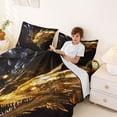 thumbnail image 3 of Feelyou Black Gold Dragons Queen Sheet Sets for Men Women Kids, Mystic Flame Wildlife Bed Set, Black Gold, 4 Pieces, 3 of 5