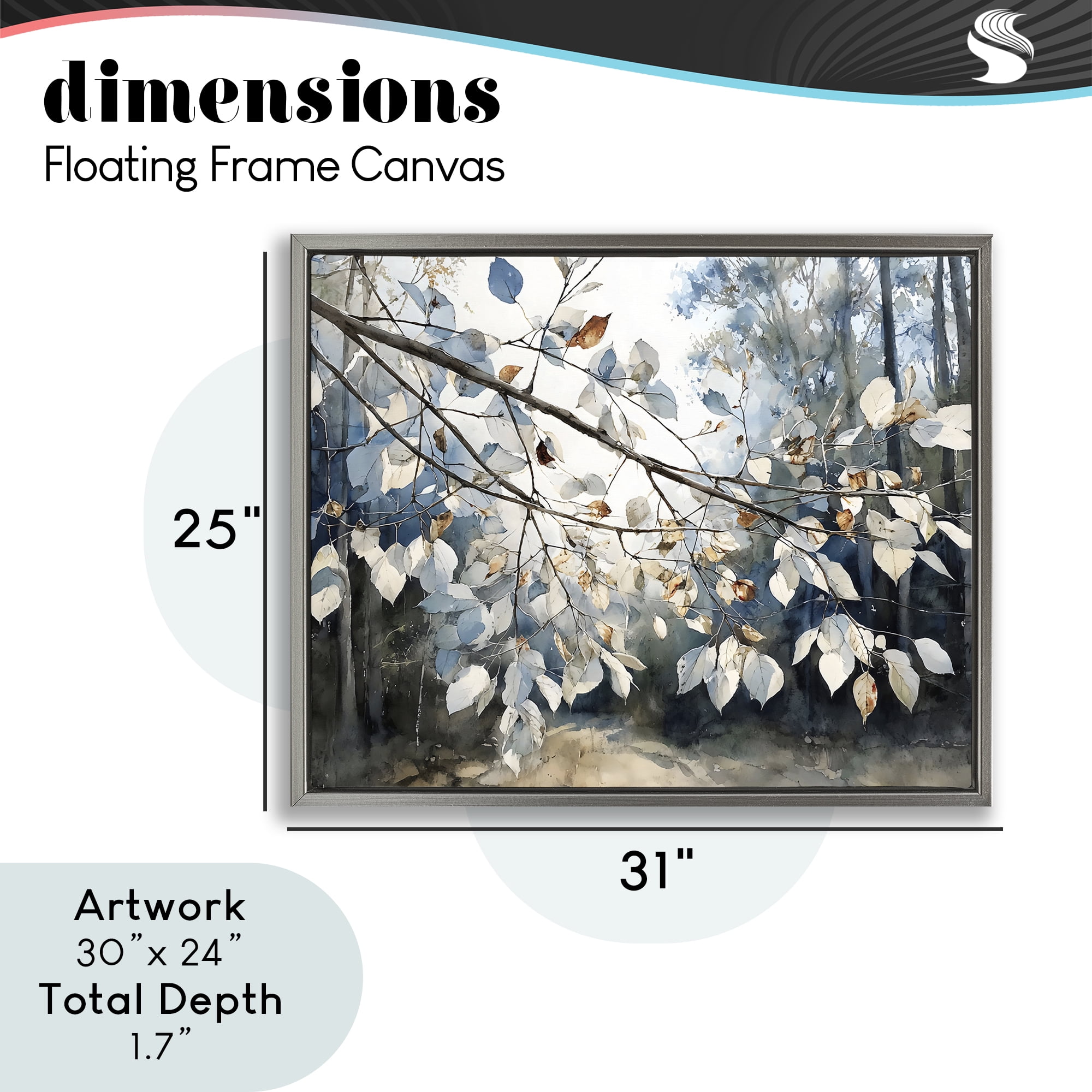 Stupell Industries Blue Fall Branch Leaves Gray Framed Floater Canvas Wall Art, design by Franklyn Gregory