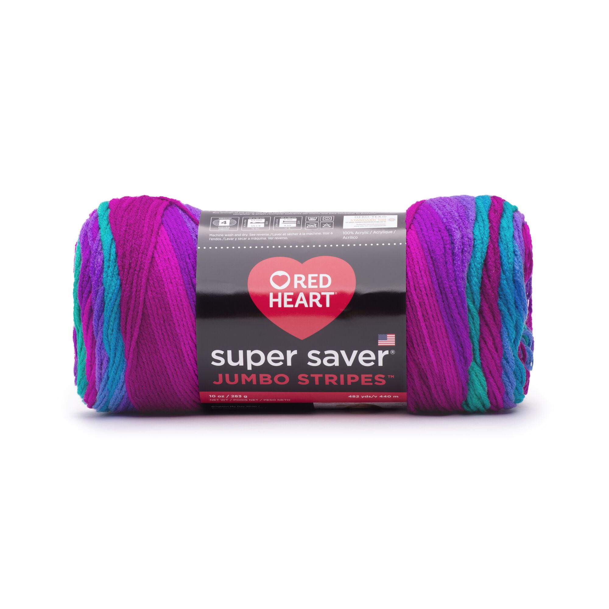 Red Heart Super Saver Jumbo #4 Medium Acrylic Yarn, Polo Stripe 10oz/283g, 482 Yards