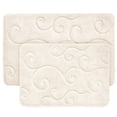 thumbnail image 2 of Lavish Home 67-0034-I Coral Fleece Embossed Pattern Memory Foam Bath Mat, Ivory - 2 Piece, 2 of 4