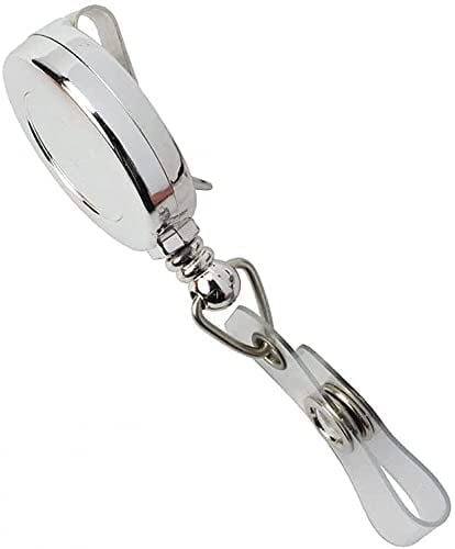 25 Pack - Retractable Badge Reel with Belt Clip - Shiny Metallic Bling Card Extender for Access Card or Key by Specialist ID (Silver)