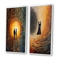 thumbnail image 3 of Designart "Retro Lovers Celebrating Eternal Love III" Couple Framed Wall Art Set Of 2 - Glam Yellow Gallery Wall Frame Set For Home Decor, 3 of 6