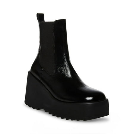 

Steve Madden Pasha Black Leather Chelsea Platform Wedge Bootie Ankle Boot (Black Patent 11)