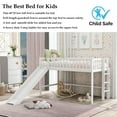 thumbnail image 6 of Bellemave Twin Size Low Loft Bed with Slide and Ladder Space-Saving Twin Wooden Loft Bed for Kids, Boys, Girls Juniors Loft Bed Frame with Guardrail Fences and Wooden Slats, White, 6 of 11