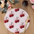 thumbnail image 3 of Pink Cherry Round 13 Inch Placemats Set of 2, Farmhouse Watercolor Cherries Fruits HeatResistant Non Slip Place Mats for Dining Table, Wipeable Braided Kitchen Table Mats for Housewarming, 3 of 9