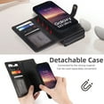 thumbnail image 4 of ELEHOLD Flip Wallet Case for Samsung Galaxy S24 Ultra with Large Capacity 13 Card Slots Zipper Pocket Kickstand Magnetic Detachable Leather Case Crossbody Shoulder Strap Shockproof Cover,Black, 4 of 8