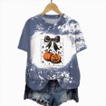 thumbnail image 6 of NOLDARES Halloween Bow Pumpkin Shirt for Women Spooky Season Graphic T Shirt Fall Halloween Short Sleeve Tee Tops,Blue,XL, 6 of 7