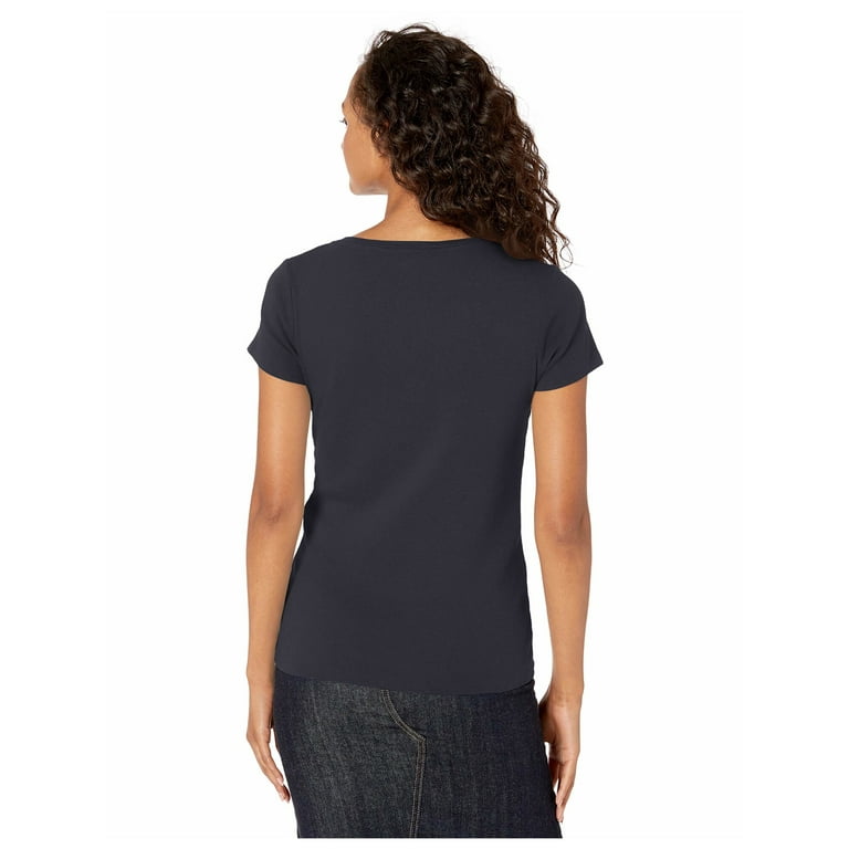 TOMMY HILFIGER Womens Navy Short Sleeve V Neck T-Shirt S 