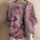 thumbnail image 2 of Blusa informal de manga corta con cuello redondo para mujer con estampado de botones y camisetas sueltas Pompotops hfajkhk128836, 2 of 4