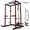 Red and black, variant on Kselythan Heavy Duty 1200 LBS Capacity Multi-Functional Power Cage Power Rack, All-in-One Home Gym Squat Rack Equipped with Pulley LAT System, Dip Handles and Landmine Attachment