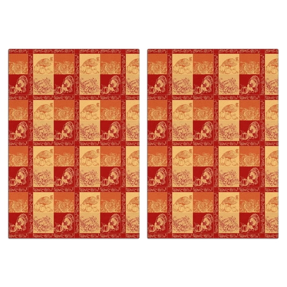 Kitchen Towels 2-Pack - Fall Maple & Pumpkin Print Absorbent Tea Towels, Farmhouse Style