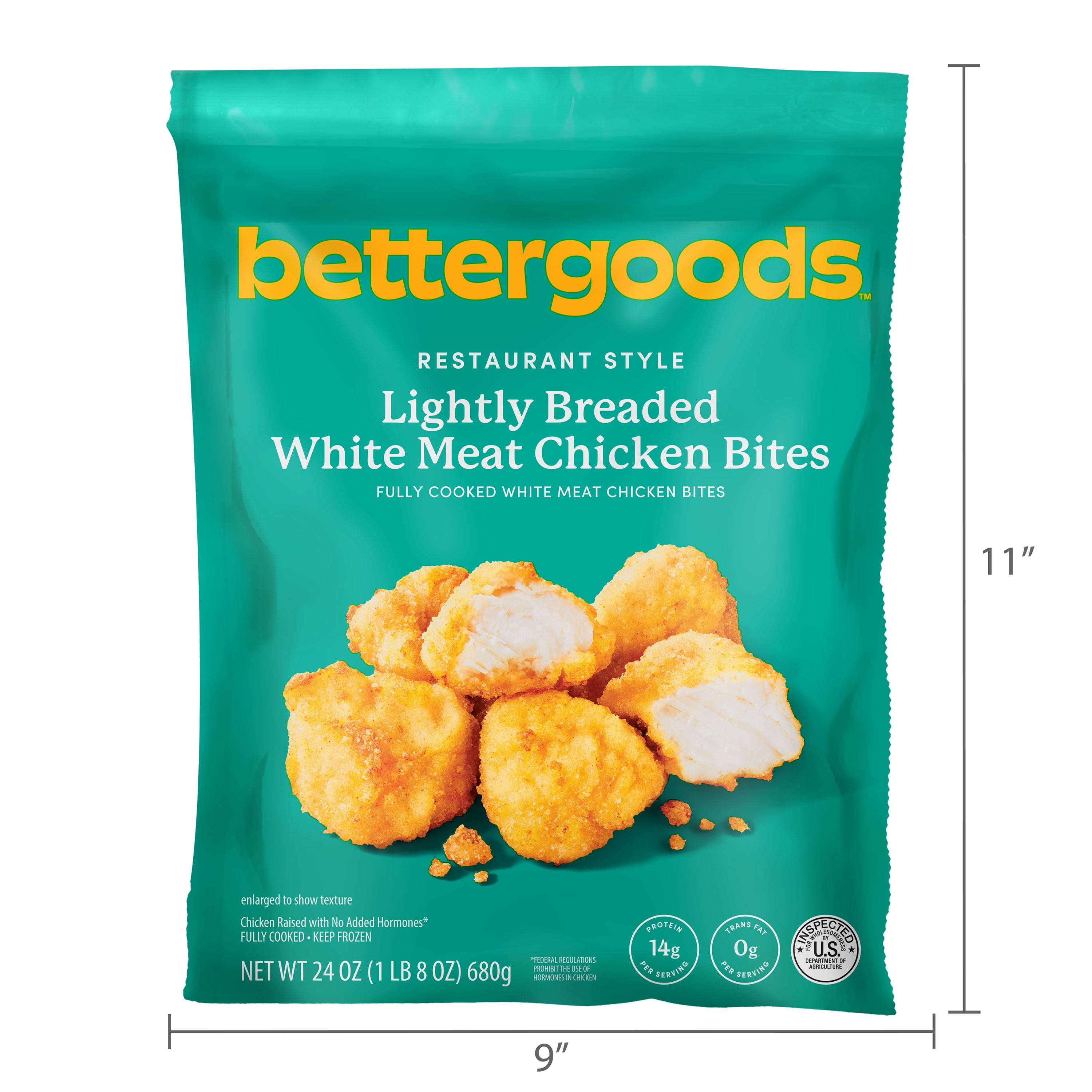 bettergoods Restaurant Style Lightly Breaded White Meat Chicken Bites, 24 oz (Frozen)