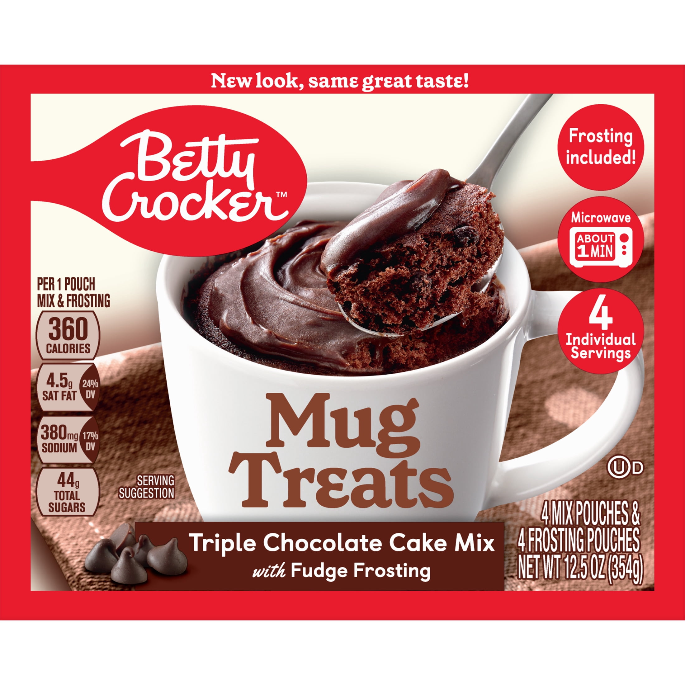 (4 pack) Betty Crocker Mug Treats Triple Chocolate Cake, 12.5 oz