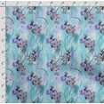 thumbnail image 4 of Soimoi Floral Printed, Japan Crepe SatinFabric, by The Yard 54 Inch Wide, Decorative Sewing Fabric for Dresses Kimonos Gowns, Light Blue, 4 of 5