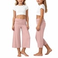thumbnail image 1 of OOOUM Girls Capri Pants Elastic Waist Wide Leg Pants Stylish And Comfortable Casual Trousers For Various Sports Pink 5-6 Years, 1 of 5