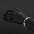 thumbnail image 3 of 11mm Solid .925 Sterling Silver Flat Figaro Chain Link Bracelet, 8 inches, 3 of 7