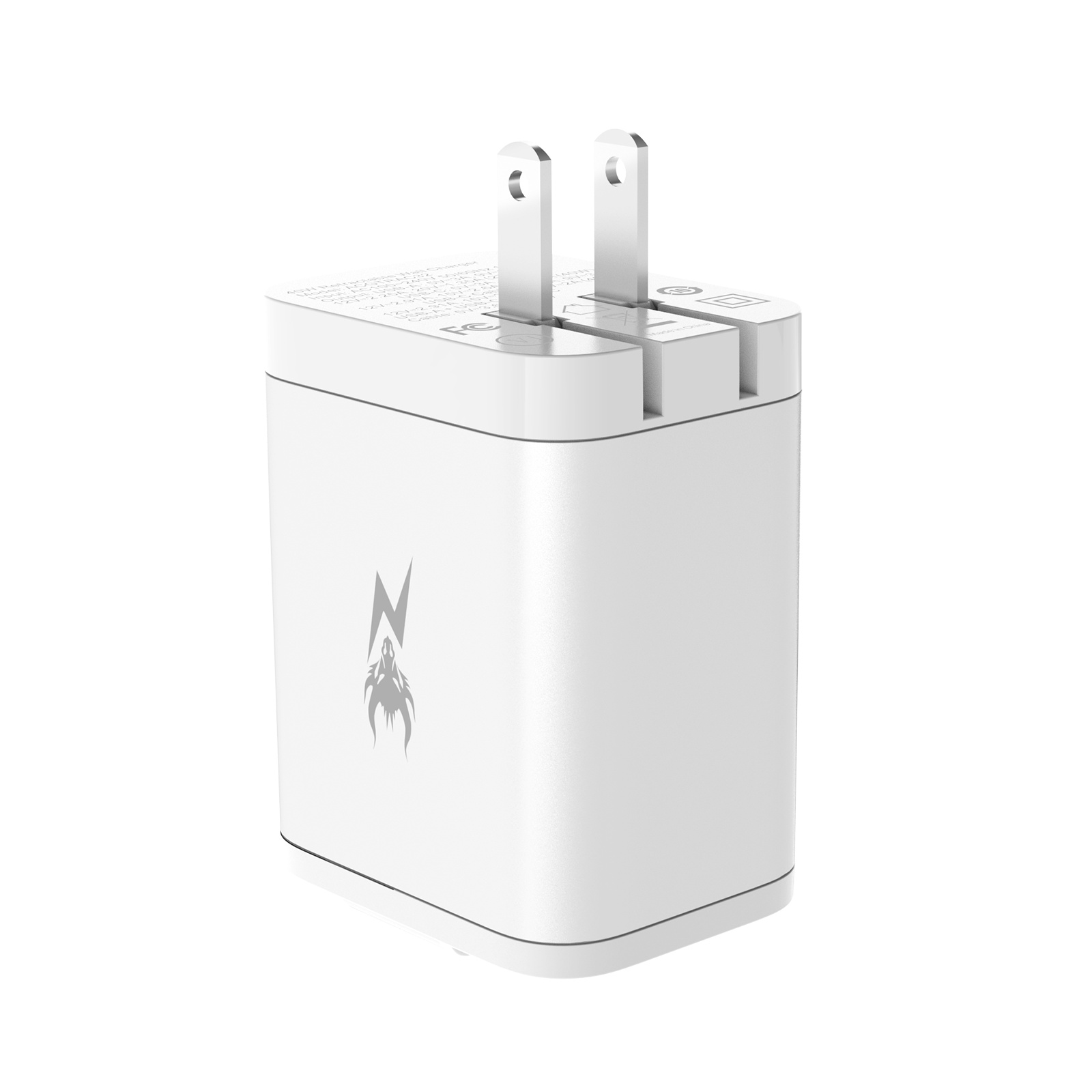 MyBat Pro  PowerSurge 40W+ Dual-Port GaN Charger with Retractable USB-C Cable - White