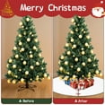 thumbnail image 4 of Christmas Tree Skirt,Golden Christmas Snowflake Pattern Christmas Tree Decor with Red Ribbon Ties,Round Shape,Christmas Decorations for Home 48"x48", 4 of 7