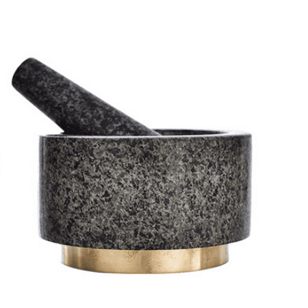 

Livesture Granite Stone Mortar Garlic Smasher With Copper Base Granite gold base