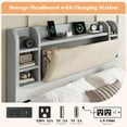 thumbnail image 4 of Amerlife Queen Size Bed Frame with Drawers,Upholstered Bookcase Headboard and Charging Station,Gray, 4 of 9