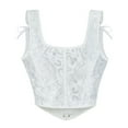 thumbnail image 4 of GILIGEGE Corset Tops for Women Going Out Crop Tops for Women Corset Tops for Women Bustier Lingerie Lace Waist Bodysuit White L, 4 of 9
