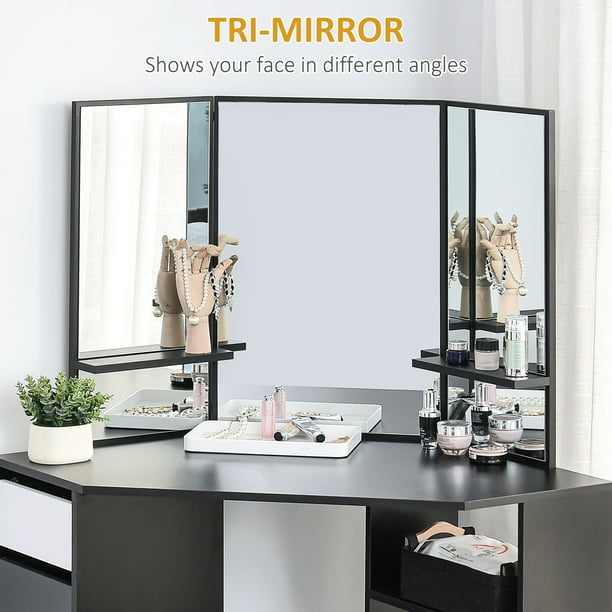 Makeup table clearance with mirror