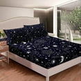 thumbnail image 2 of Erosebridal Sun And Moon Bed Sheet Set Full Size,Black And White Starry Galaxy Boho Hippie Constellation,Bedding Decor Set With 1 Flat Sheet & 1 Fitted Sheet With 2 Pillow Cases, 2 of 5