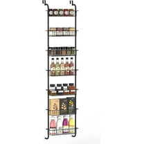 Oumilen Over the Door 7-Tier Pantry Metal Organizer Rack, Spice Rack with Baskets, Black