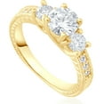 thumbnail image 2 of Pompeii 1.80Ct Three Stone Diamond Engagement Ring Vintage Accents 14k Yellow Gold, 2 of 3