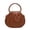 Brown, variant on ZhangC Mini Ruched Puffy Clutch Handbag for Women, 7.9 Inch Small Zipper Wallet Crossbody Purse with Round Top Handle, Casual Evening Phone Card Bag, Shopping and Daily Use, Silver