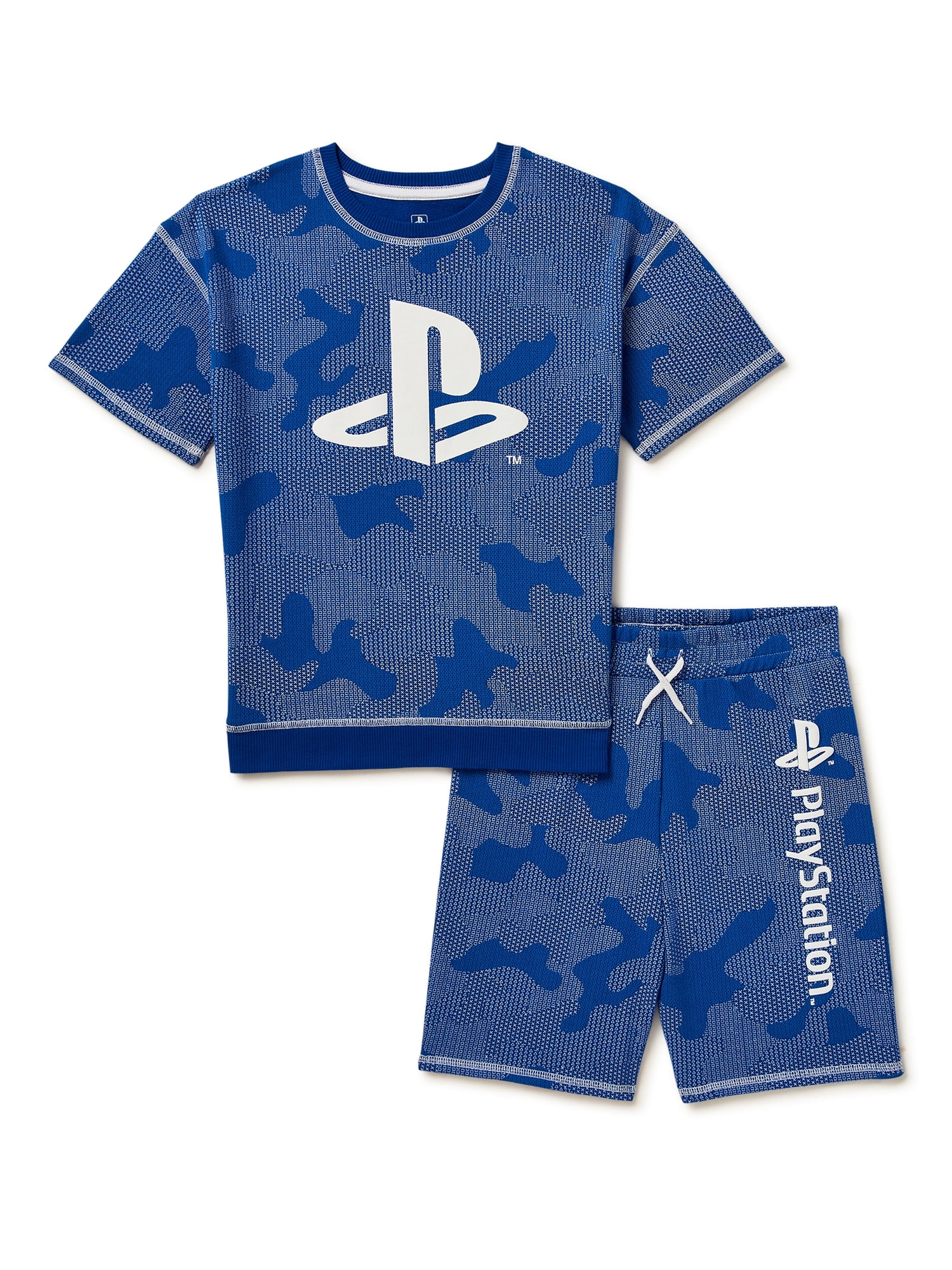 PlayStation Boys Camo Graphic Top and Short Set, 2-Piece, Sizes 4-10
