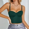 thumbnail image 2 of Baberdicy Crop Tops Womens Corset Top Bustier Corset Top Tight Fitting Corset Tank Top Suspender Top Solid Short Fashion Women's Tanks & Camis Green L, 2 of 8