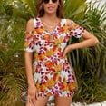 thumbnail image 3 of Fall Maple Leaf ! Womens Summer V Neck Zipper Top Short Sleeve T Shirt Off Shoulder Top Casual Classy Loose Shirts, 3 of 7