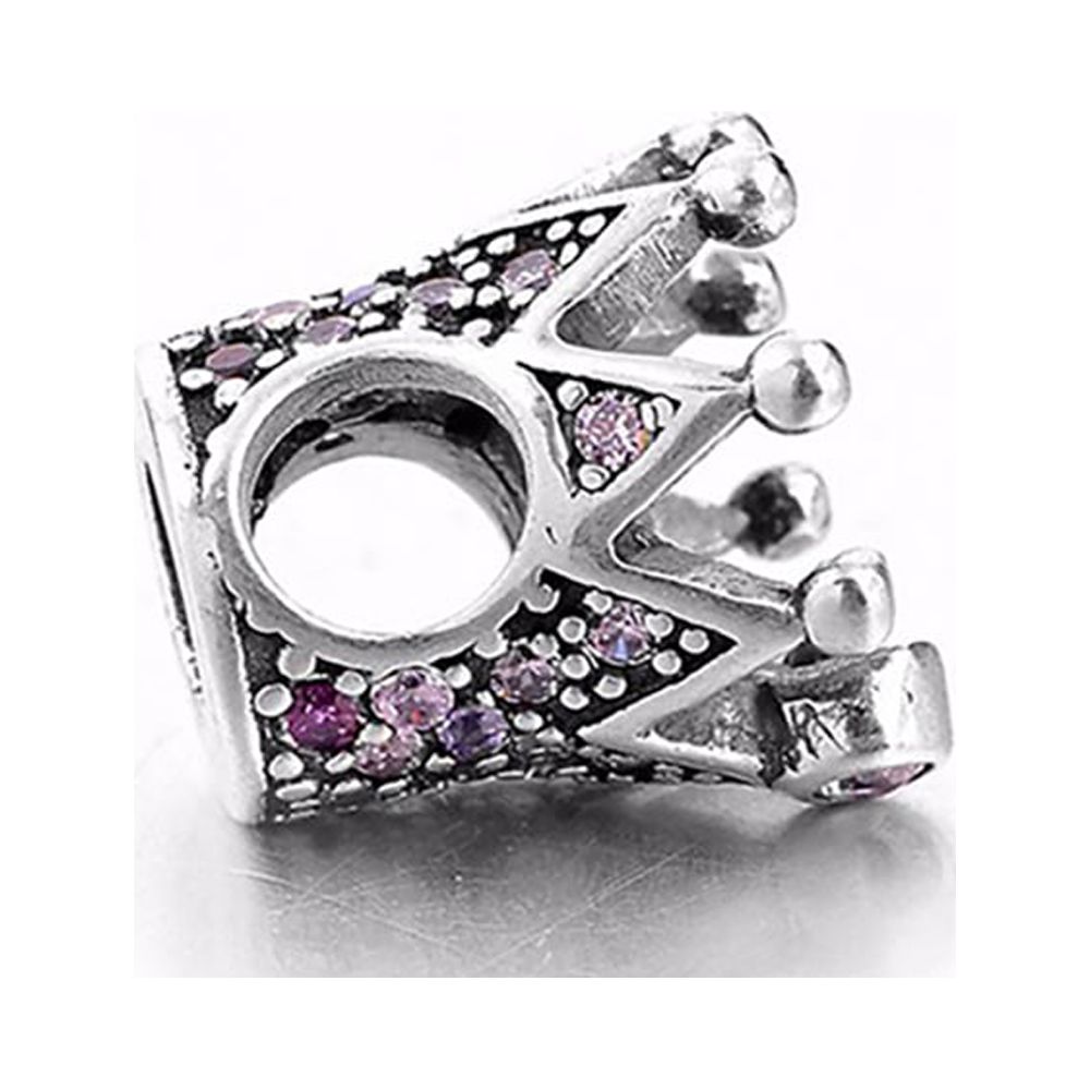 Crown Charm European Bead CZ Sterling Silver Ginger Lyne Collection