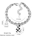 thumbnail image 6 of Double Layer Stainless Steel Necklace Fashion Black and White Plaid Bear Charm Bracelet for Men, YQZIYOU, 6 of 6