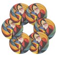 thumbnail image 2 of Haosy Set of 6 Drink Woven Coaster with Holder Heat Resistant Non-Slip Bar Coasters 4 Inches Colorful Abstract Woman Paint, 2 of 7