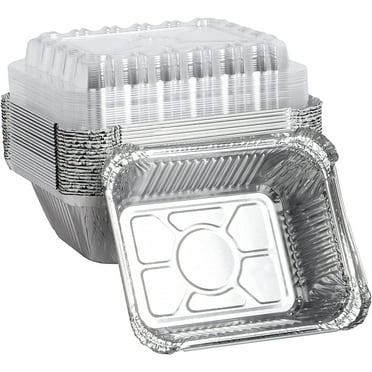 Displastible 8x8" Disposable Aluminum Pans With Lids (10 Pack) Foil
