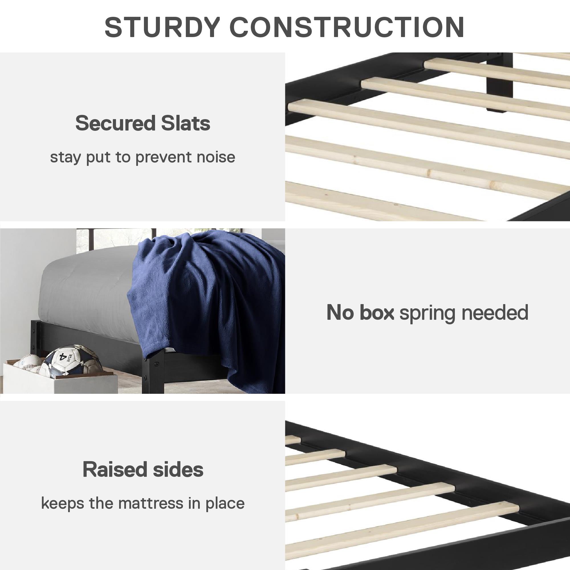 Better Homes & Gardens Leighton Kids Twin Size Bed, Wood Platform Bed Frame, Black