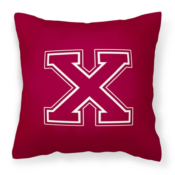Letter X Initial Monogram - Maroon and White Fabric Decorative Pillow