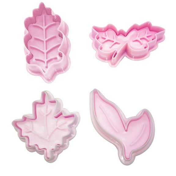 4 Pcs Leaf Plunger Cutters, Cake Leaves Baking Pie Crust Cutters Mold, Cookie Cutters Maple Leaves Shapes Cookie Cutters for Pastry/Fondant Stampers/Apple Pie
