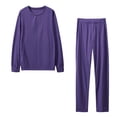 thumbnail image 4 of Womens Sweatsuits Crewneck Long Sleeve Solid Color Sweatshirt Sweatpants 2 Piece Outfits Athletic Casual Tracksuits for Women Set PP2 L, 4 of 4
