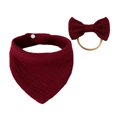 thumbnail image 1 of Seyurigaoka 2Pcs Baby Girls Elastic Bow Headband Saliva Towel Set Princess Solid Color Bowknot Hair Band Bibs Feeding Burp Cloth Kit, 1 of 2