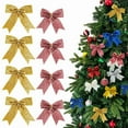 thumbnail image 2 of Homirary 16pcs Christmas Bows, Christmas Bow Tree Topper with Gold Twist Ties, One Size, 2 of 6