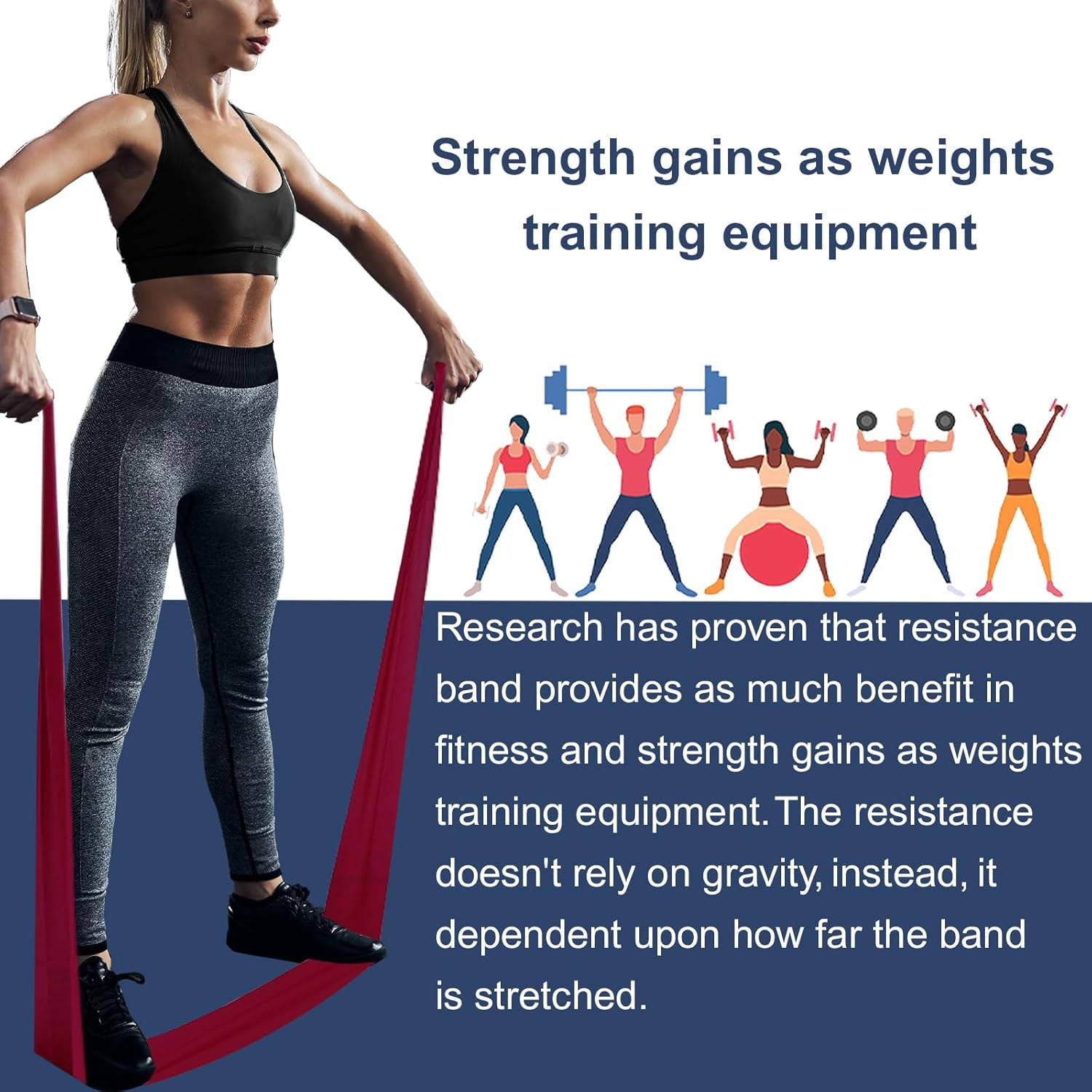 JJEAN-Resistance Bands,Professional Long Non-Latex Elastic Stretch Bands,Exercise Bands for Physical Therapy, Yoga, Pilates, Rehab, at-Home or The Gym Workouts, Strength Training