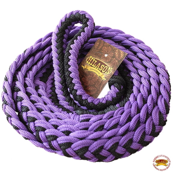 Hilason Braided Poly Barrel Racing Contest Flat Reins 1" X 8Ft Purple Black
