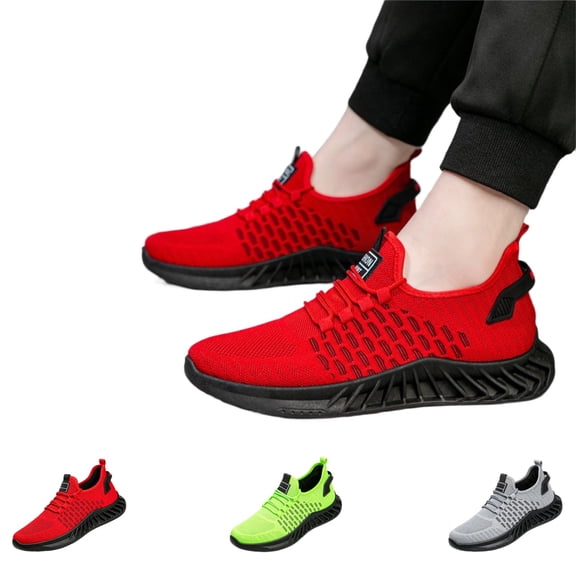 GrmtClth Mesh Sneakers for Men Trendy Knit Athletic Sneakers Ventilated Mesh Wear‑Resistant Bottom Gym Leisure Running Shoes