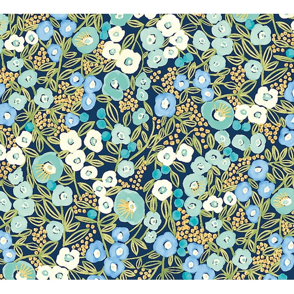 ohpopsi Flora Ditsy Blue Garden Unpasted Non Woven Wallpaper, 19.7-in by 33-ft., 54.2 sq. ft.