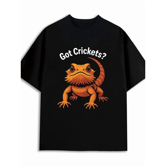 Bearded Dragon T-Shirt mens 180G 100% Cotton black Original Unisex Shirt Printed tshirts Classic Unisex Shirt Graphic tshirts Unique Design Unisex Shirt Crewneck tshirts