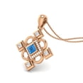 thumbnail image 2 of 4MM Square Swiss Blue Topaz 925 Silver Rose Vermeil Charming Women Valentines Day Gifts Necklace, 2 of 4