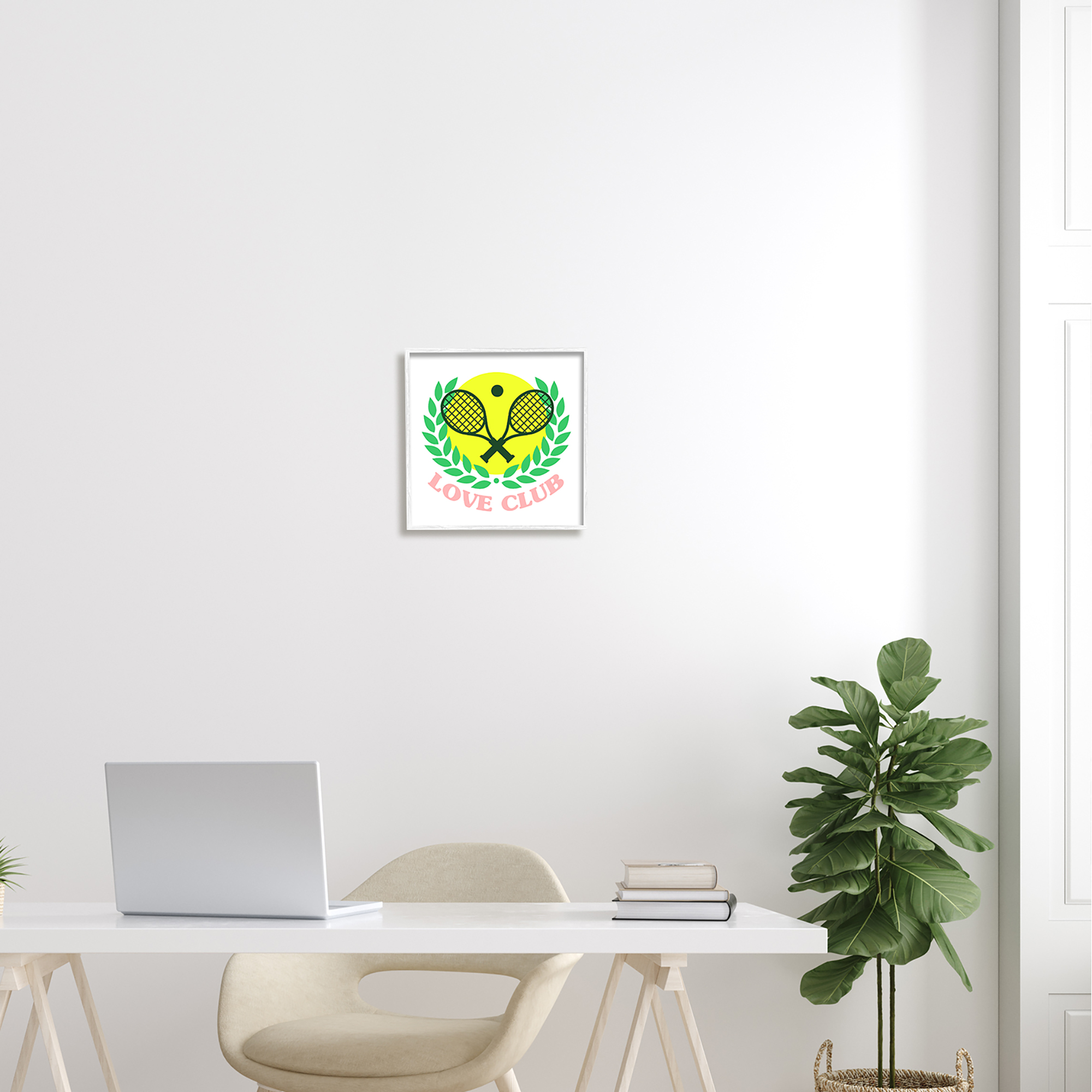 Stupell Love Club Tennis Rackets Sports Sports Painting White Framed Art Print Wall Art